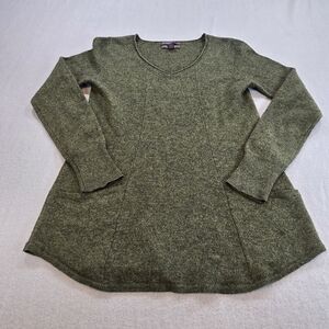 Saffron 100% Cashmere Green V-Neck Sweater Women’s Medium